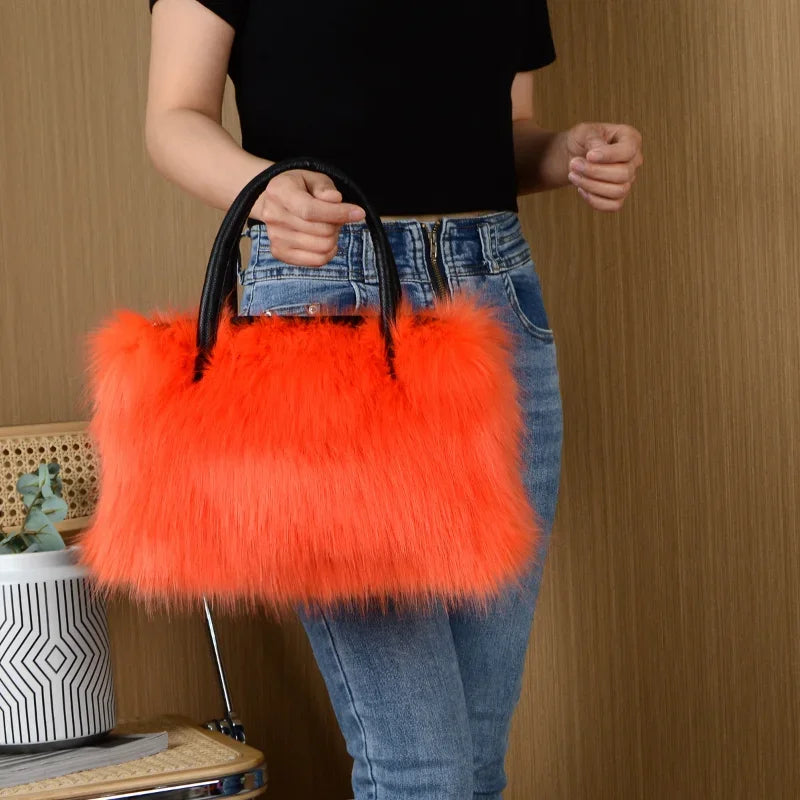Winter Faux Fur Boston Handbag