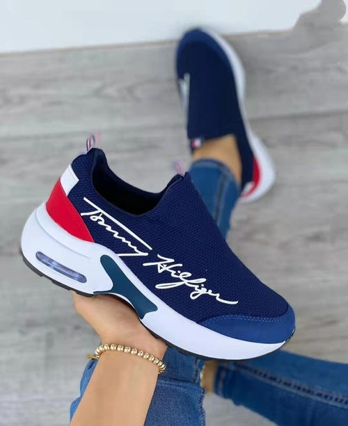 Women's Breathable Wedge Sneakers - Casual Walking Shoes