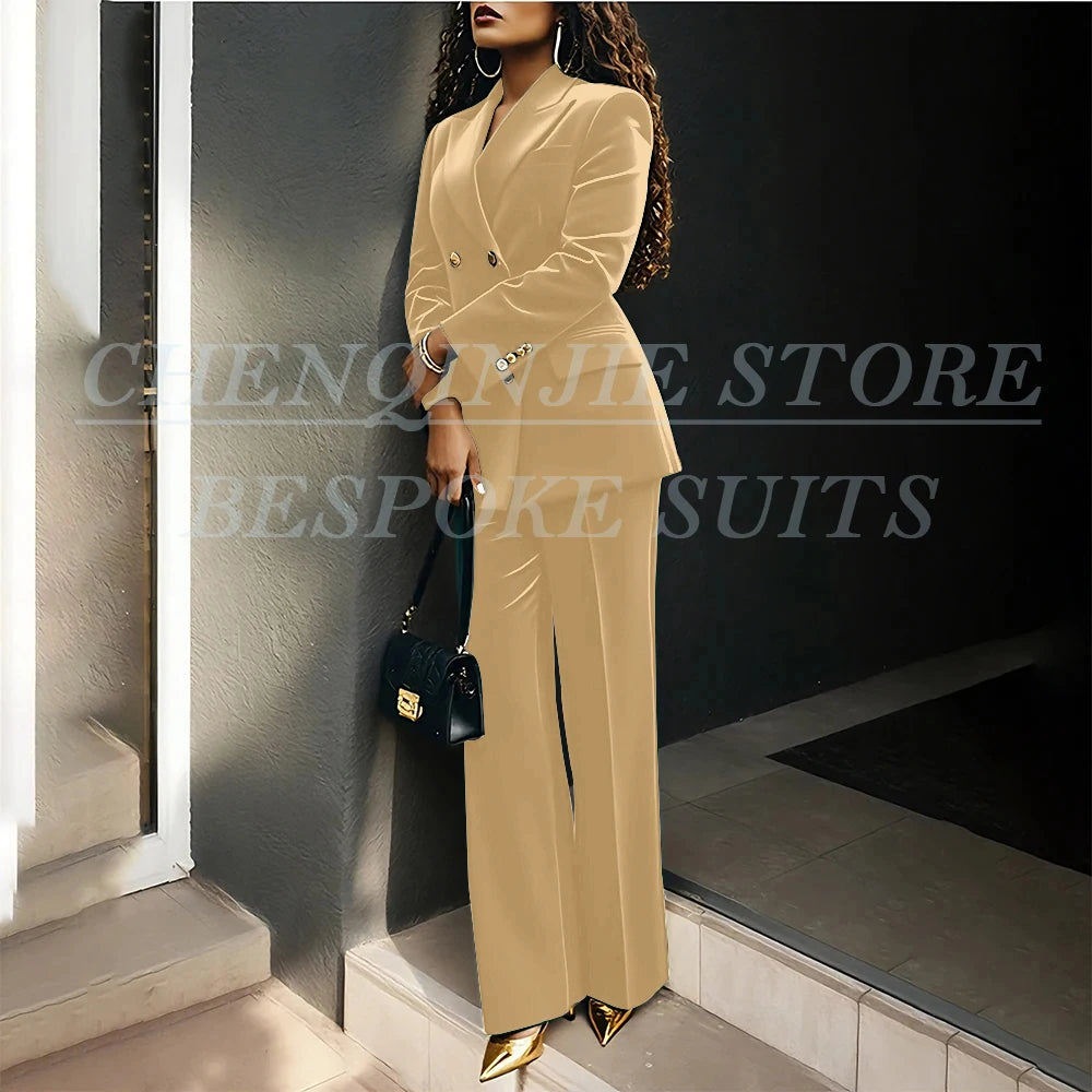 Luxury Green Velvet Women's Suits Fashion Double Breasted Peak Lapel Slim Fit Female Clothing Customzied 2 Piece Jacket Pants