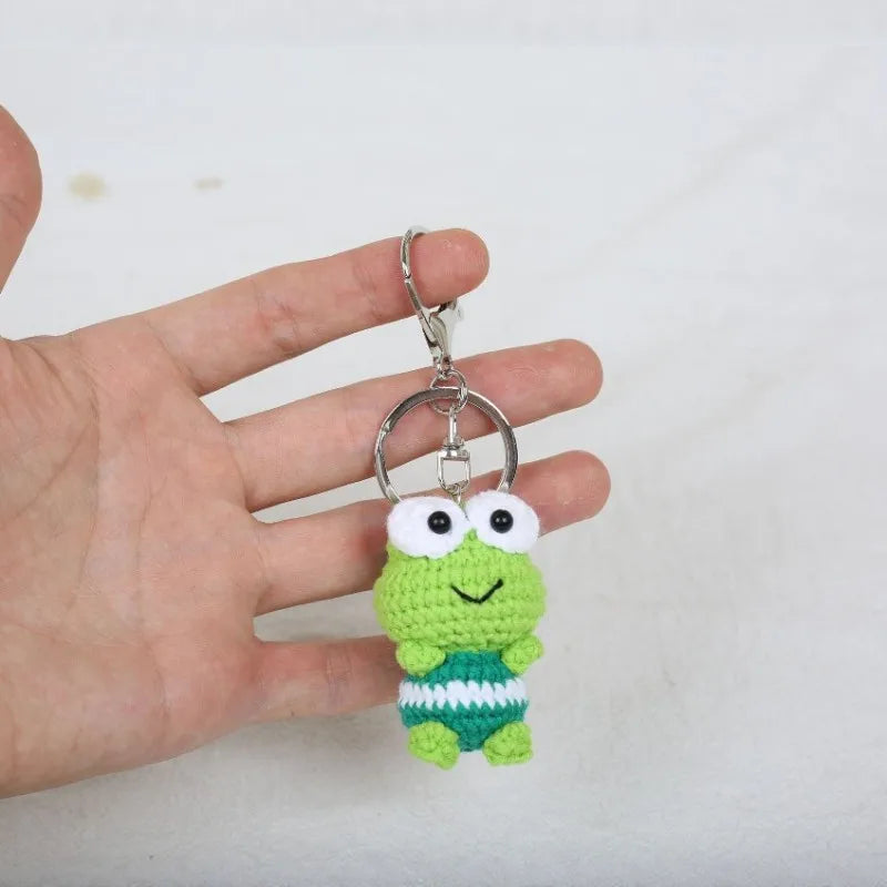 Funny Frog Doll Crochet Keychain Handmaking Mini Animal Doll Series Knitted Keyrings Cute Frog Keyrings Knitting Doll Pendant