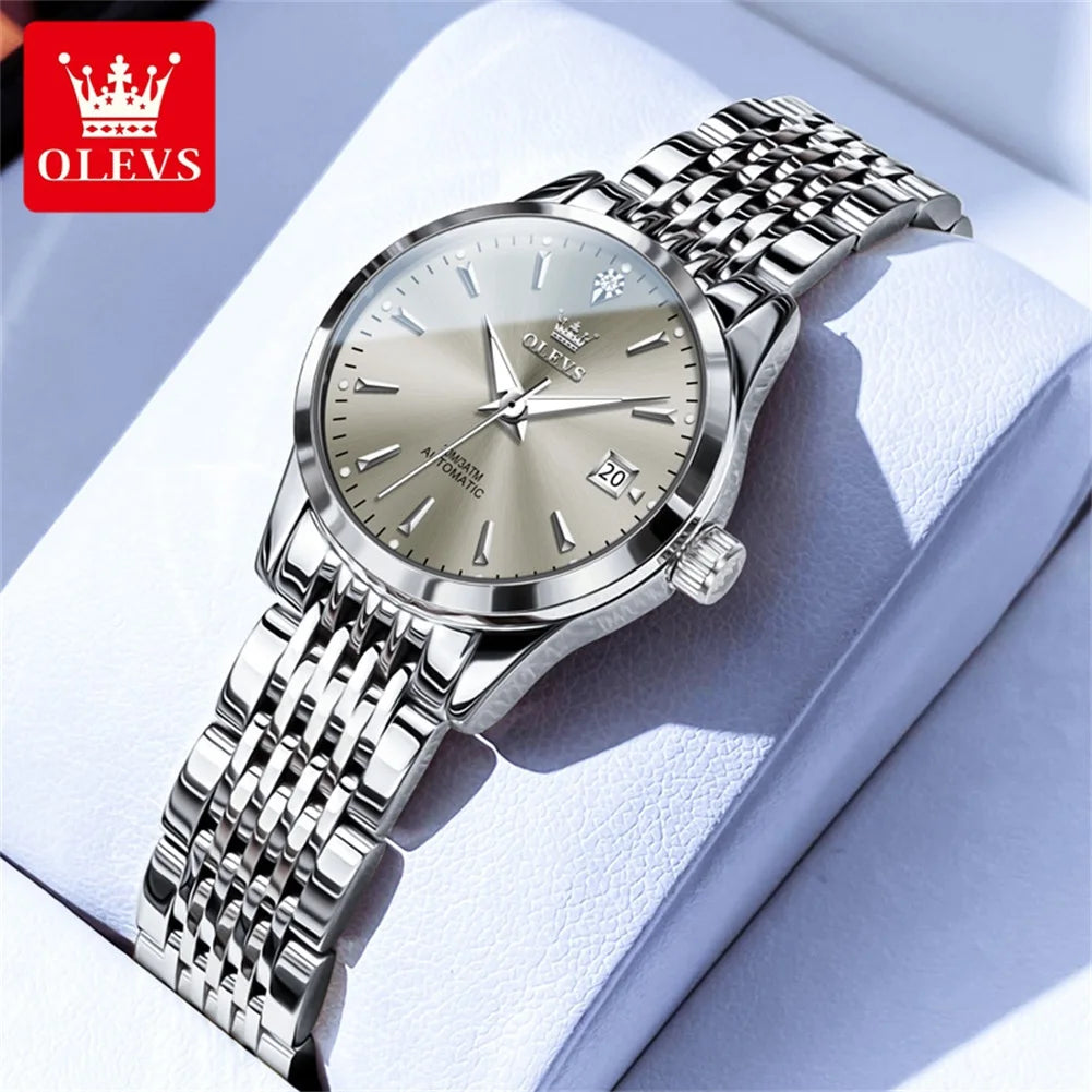 OLEVS 6635 Luxury Brand Elegance Ladies Watch Automatic Mechanical Wristwatch Waterproof Luminous Chronograph Watch For Women