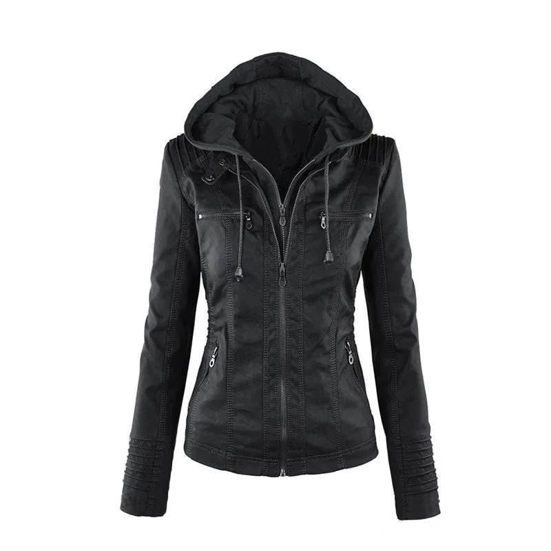 Faux Leather Jacket Women 2025 Basic Jacket Coat Female Winter Motorcycle Jacket PU Leather Zipper Hoodies Outerwear chaqueta