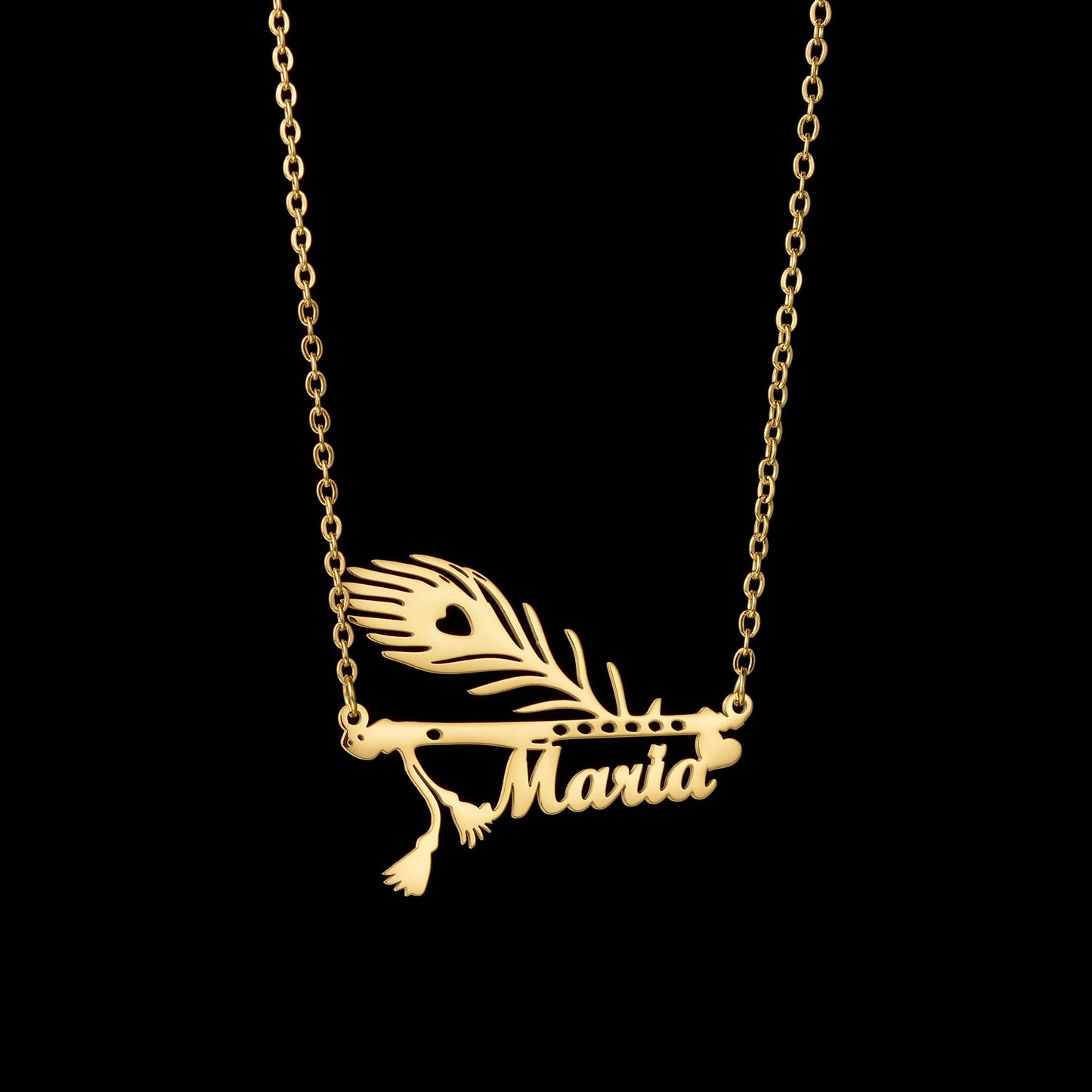 Nextvance Custom Name Necklace Peacock Feather Arrow Pen Pendant For Women Personalized Stainless Steel Nameplate Jewelry Gifts