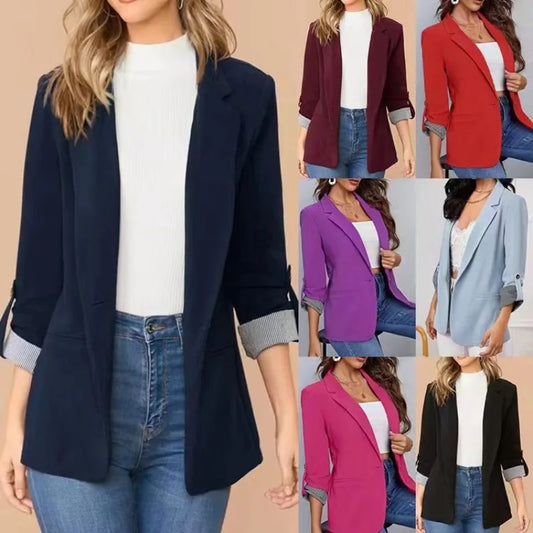 Solid Color Office Slim Blazers For Woman 2025 Autumn Winter Women's Jacket Coats Elegant Female Outerwears