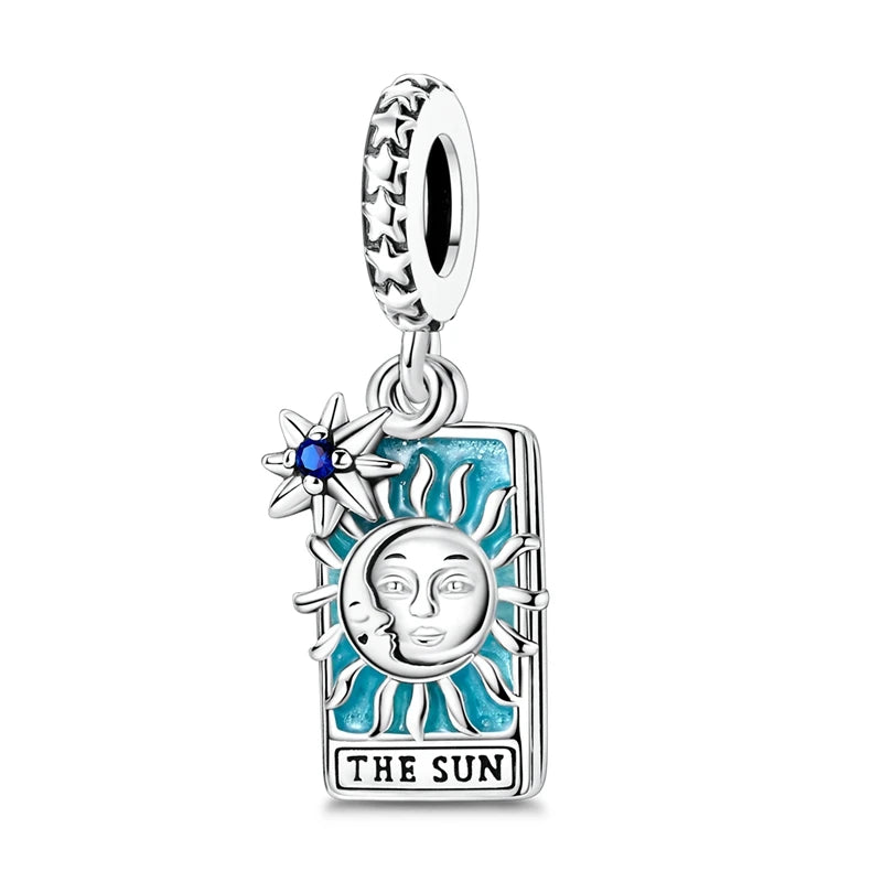 925 Sterling Silver Charm Pendant Star Moon Sun Starry Sky Beaded Charm Fit Original Bracelet DIY Fine Jewelry Making For Women