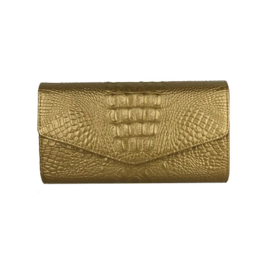 Crocodile Leather Chain Clutch Bag