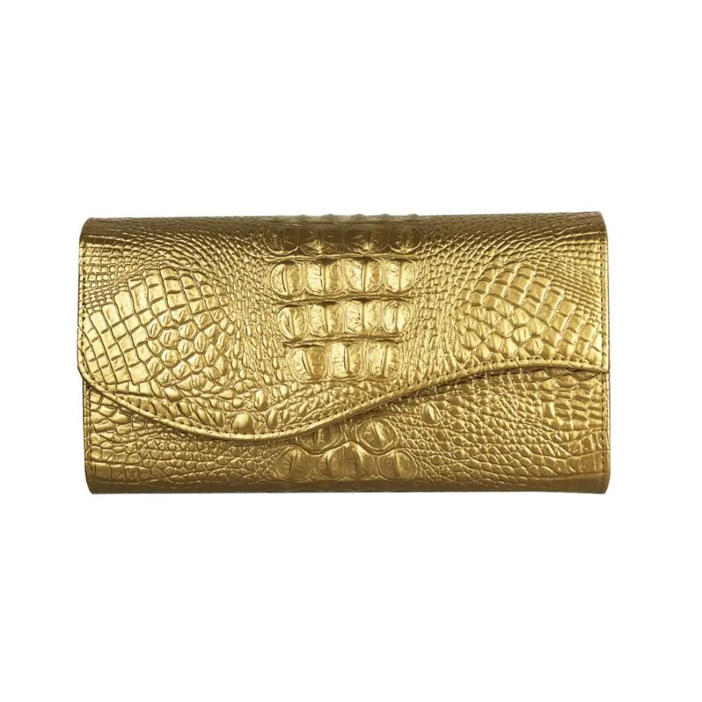 Crocodile Leather Chain Clutch Bag