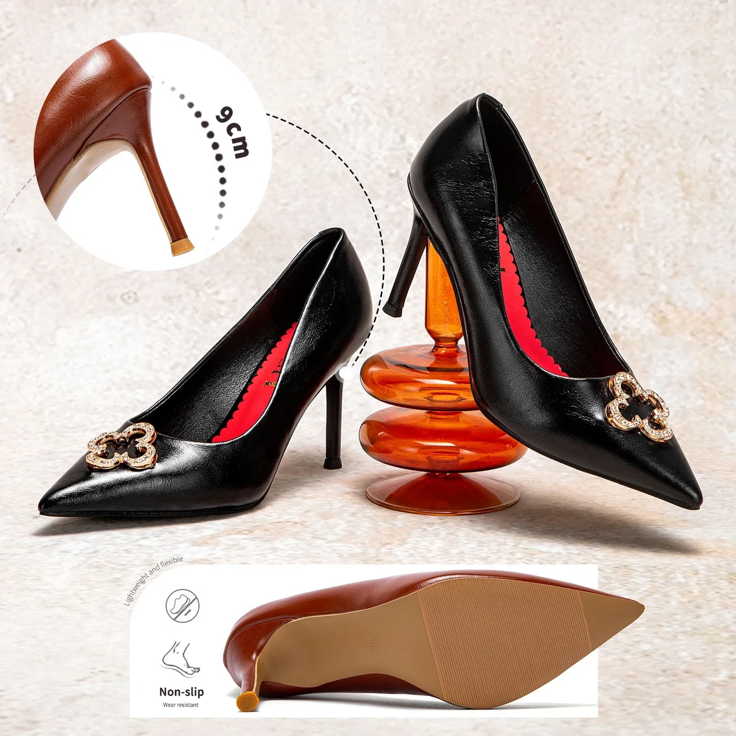 C-H Woman's High Heels  New High Quality Pointed Shoes Business Commuter Girls Shoes Banquet Party Shoes 9cm