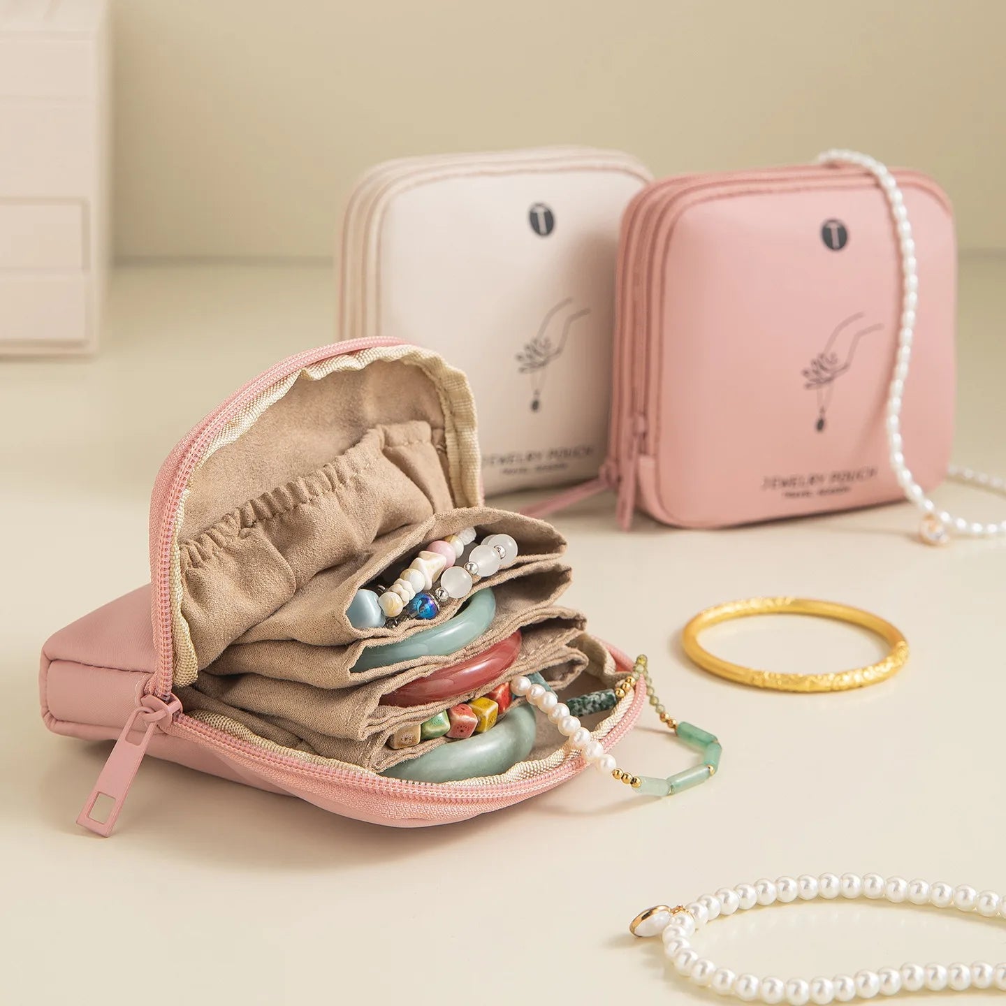 Portable Luxury Jewelry Bag Small Travel Organizer with Compartments Waterproof Pouch for Earrings Bracelets Rings