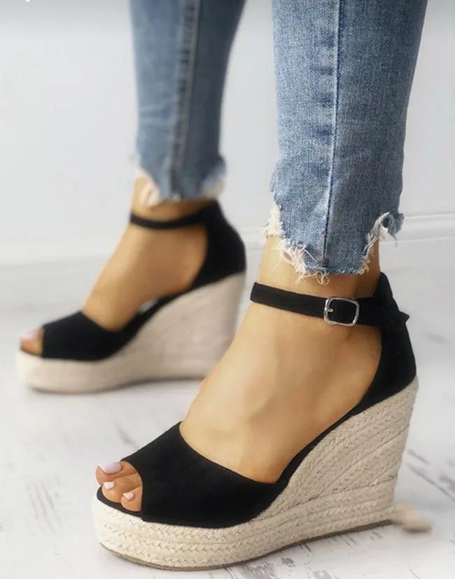01 Espadrilles Women Wedges Peep Toe Sandals Platform | Faeva London