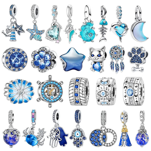 Fashionable 925 Sterling Silver Whale Butterfly Star Flower Heart-shaped Conch Original Pendant Bead fit Women DIY Jewelry Gifts