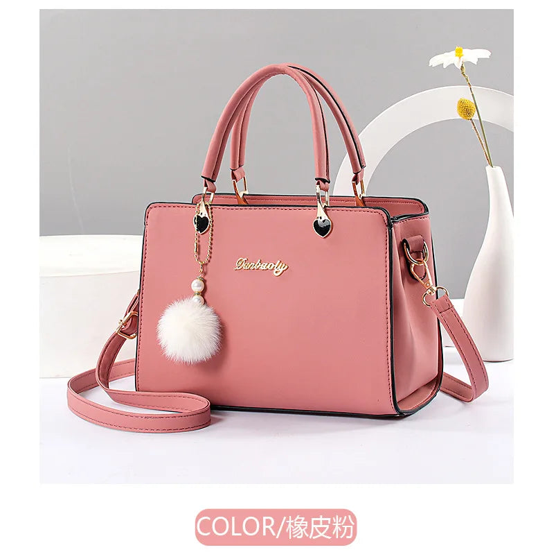 Black Leather Casual Tote Bag