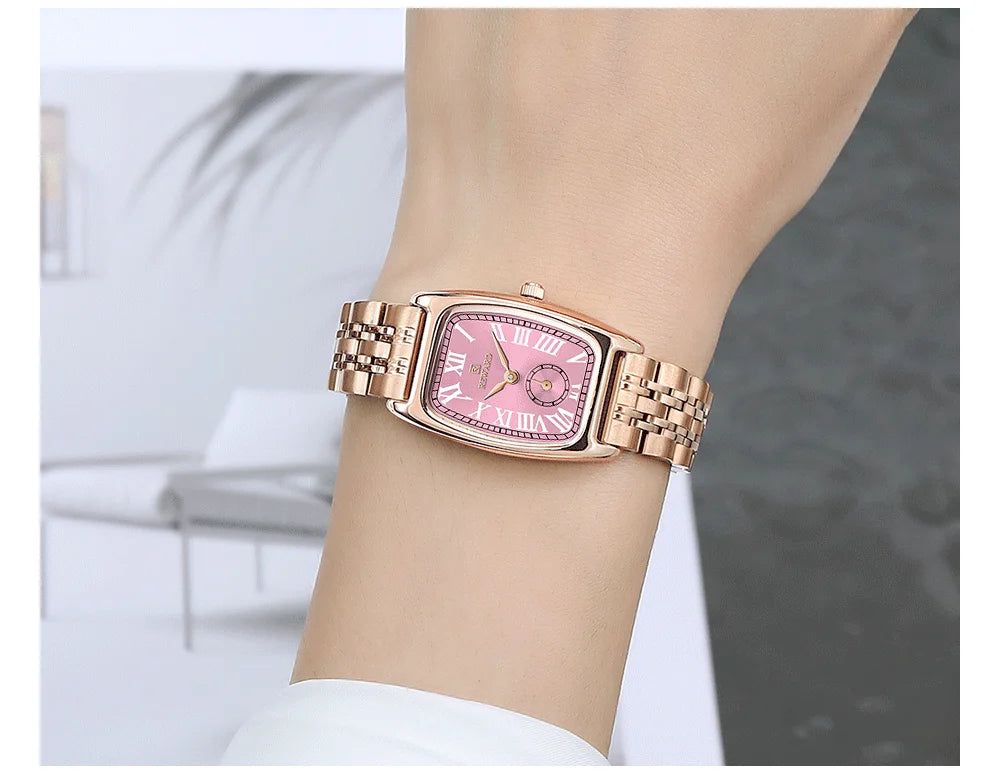 REWARD Luxury Elegant Rectangle Ladies Watch Waterproof Luminous Watch for Woman Stainless Steel Quartz Women's Watches with Box