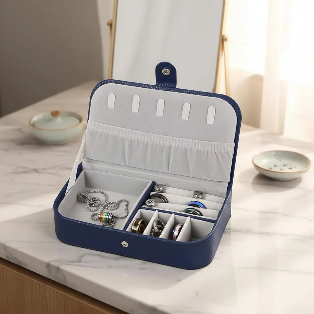 Portable Jewelry Box Jewelry Organizer Display Travel Jewelry Case Boxes Button Leather Storage Chenille Jewelers Joyero