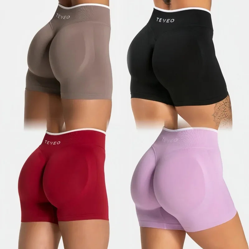 TEVEO Shorts Low Waist Seamless Women Yoga Shorts Scrunch Bum Gym Shorts Workout Biker Stretch Fitness Short Fashion Running