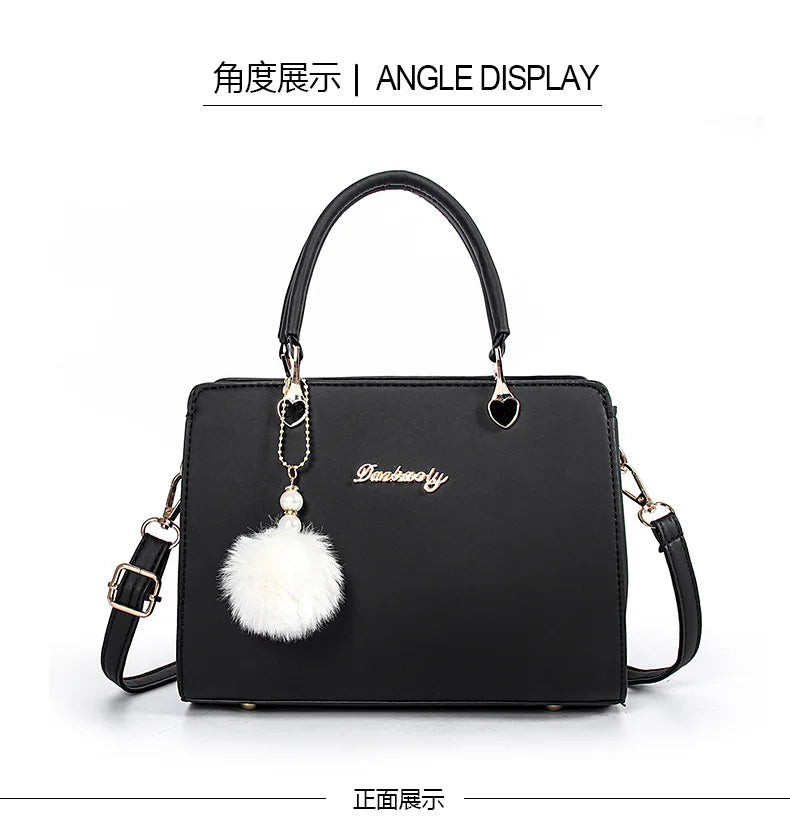 Black Leather Casual Tote Bag