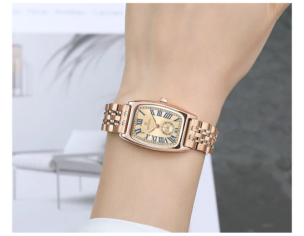 REWARD Luxury Elegant Rectangle Ladies Watch Waterproof Luminous Watch for Woman Stainless Steel Quartz Women's Watches with Box