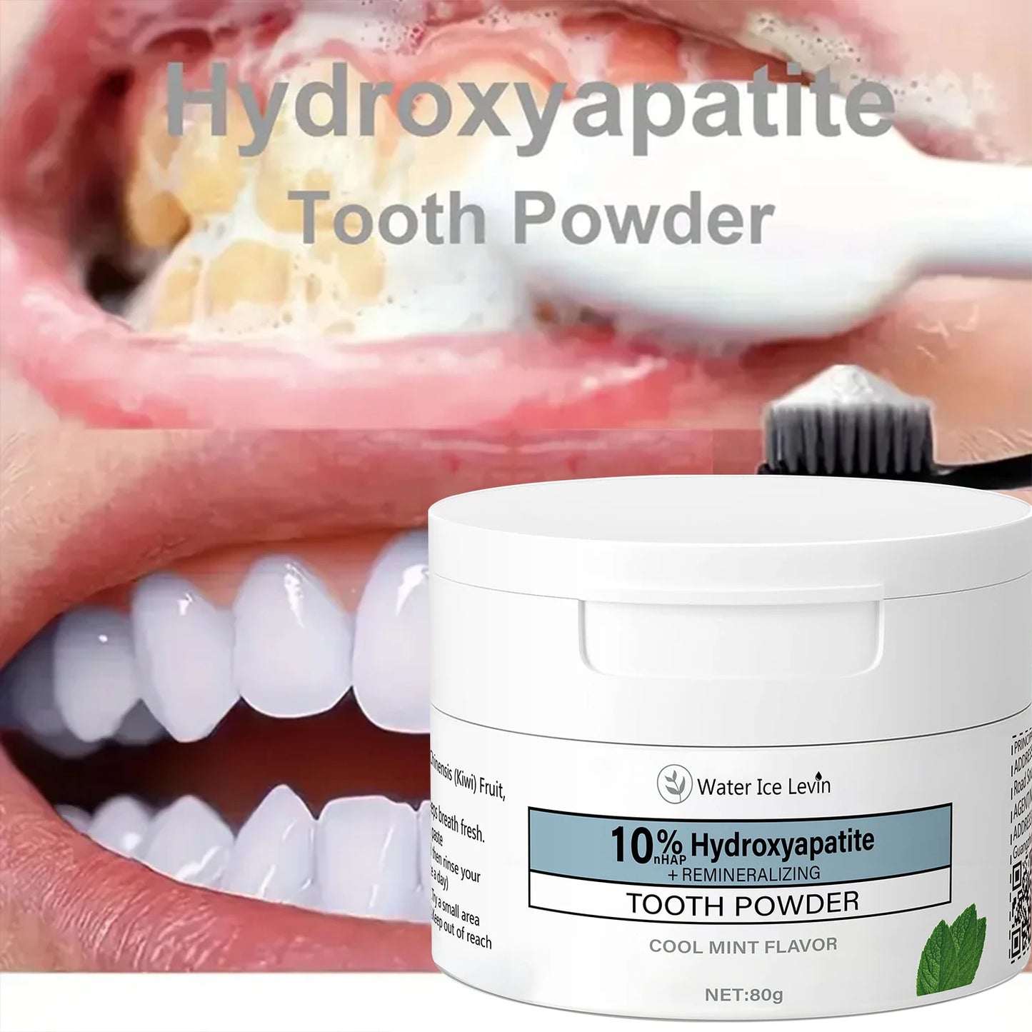 Tooth Powder with Cool Mint Flavor - Multi-functional Teeth Cleaning & Fresh Breath Formula with Charcoal & Hyaluronic Acid