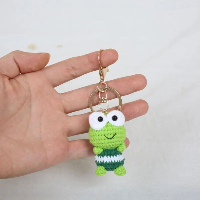 Funny Frog Doll Crochet Keychain Handmaking Mini Animal Doll Series Knitted Keyrings Cute Frog Keyrings Knitting Doll Pendant