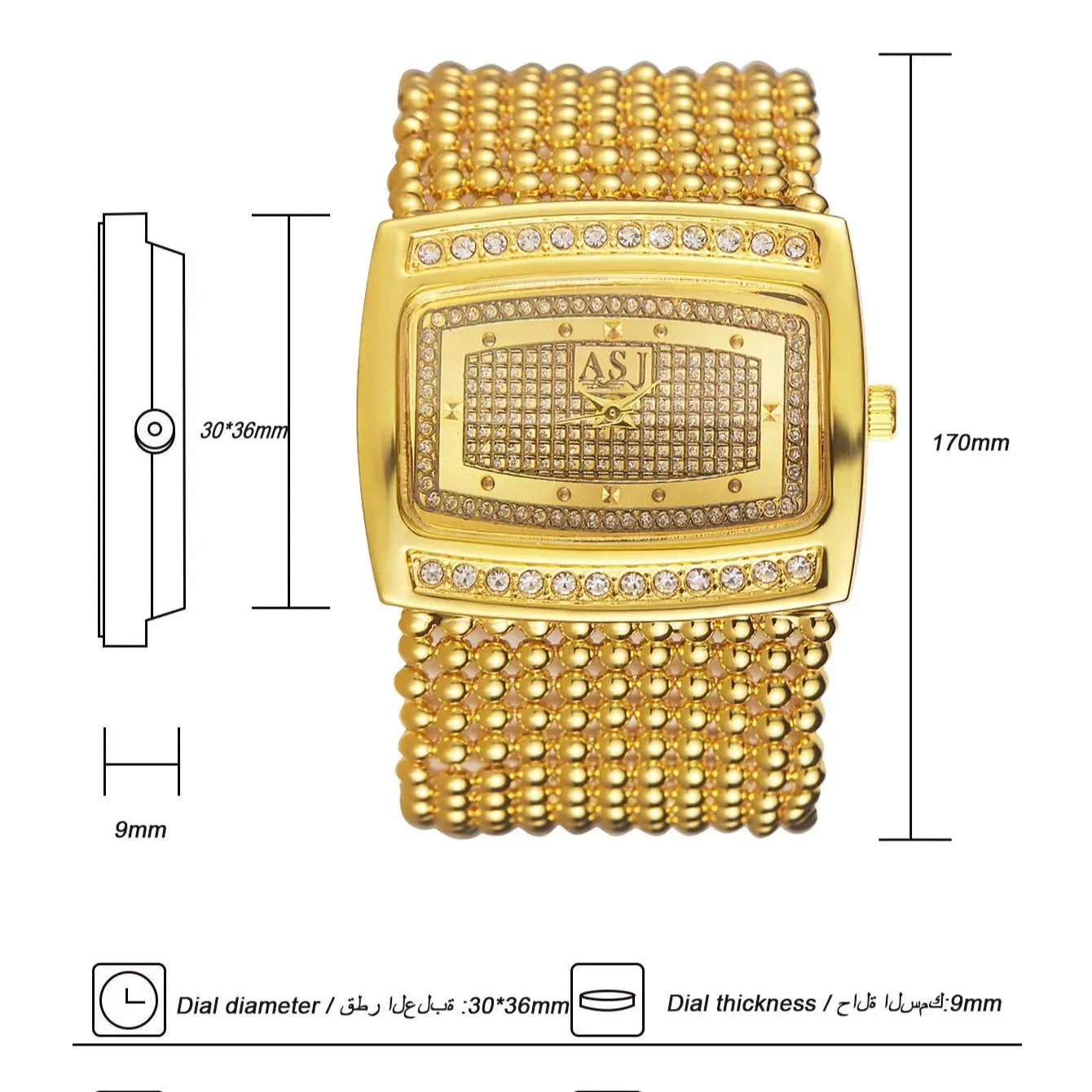 Luxury Gold Diamond Watch for Women Big Dial Waterproof Top Brand Original Dress Quartz Ladies Wristwatch