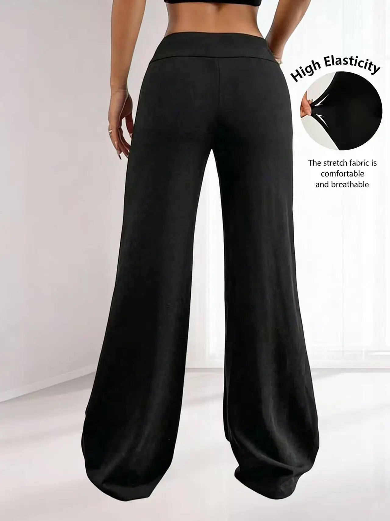 Women's solid 1pc casual straight wide-leg pants, high waist and slim yoga leggings are suitable for spring, summer and autumn