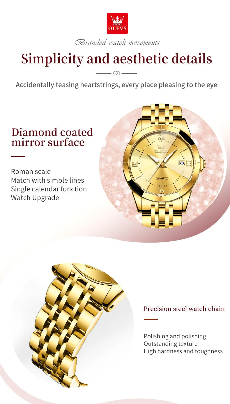 OLEVS 9989 Elegant Women Watch Casual Fashion Calendar Waterproof HD Luminous Watch Exquisite Luxury Brand Quartz Watch Girl