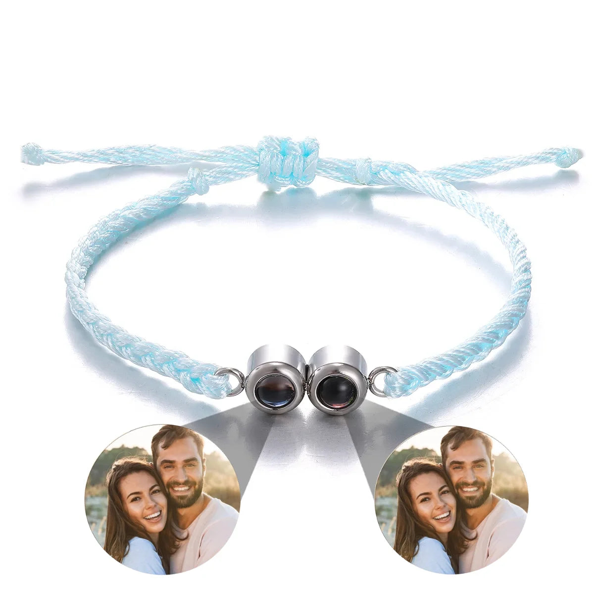 Adjustable Custom Dual Photo Projection Bracelet Customized Weaving Personalized Projection Picture Bracelet Stainless Steel