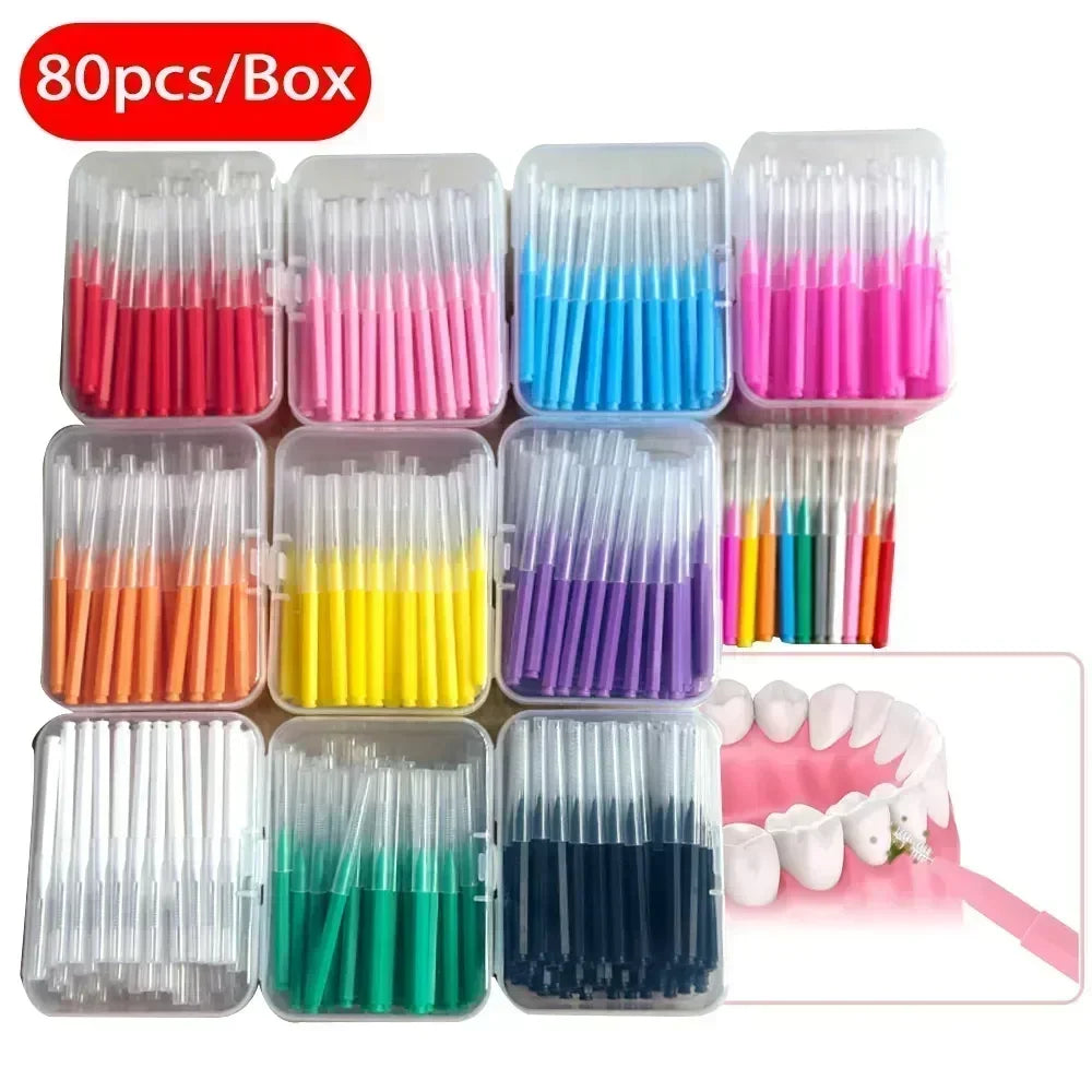 80Pcs/Box I-type Interdental Brush 0.6-1.5Mm Cleaning Between Teeth Oral Care Orthodontic I Shape Tooth Floss