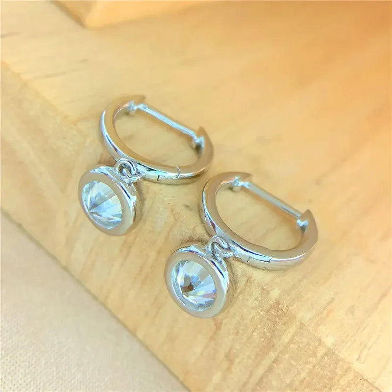 Simple 0.5ct Round Pear Emerald Moissanite Diamond Earring for Women 925 Sterling Silver Plated 18K Women Moissanite Earring GRA