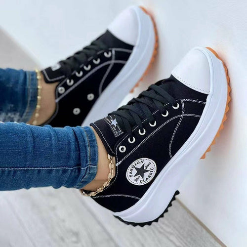 Women's Flat Canvas Sneakers | Faeva London