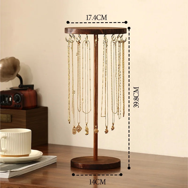 Solid Wood Jewelry Organizer Display Holder Necklace Earrings Bracelets Display Stand Desktop Jewelry Storage Rack