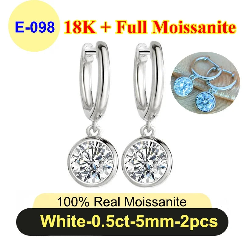 Simple 0.5ct Round Pear Emerald Moissanite Diamond Earring for Women 925 Sterling Silver Plated 18K Women Moissanite Earring GRA