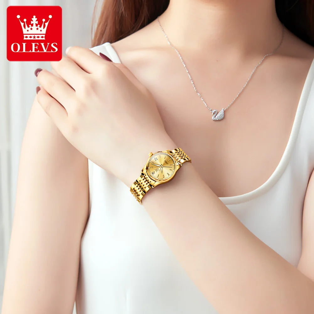 OLEVS 6635 Luxury Brand Elegance Ladies Watch Automatic Mechanical Wristwatch Waterproof Luminous Chronograph Watch For Women