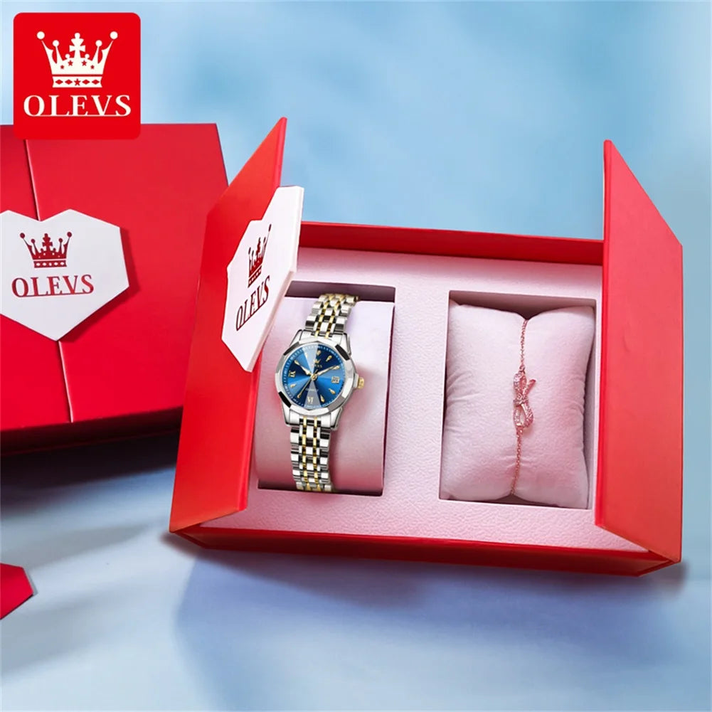 OLEVS 9998 Women Watch Luxury Original Fashion Classic Brand Luminous Function Quartz Wristwatch Calendar Window Watch For Women