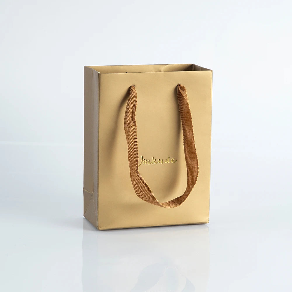 100Pack Kraft Gift Bags with Handles Custom Logo 15x6 | Faeva London