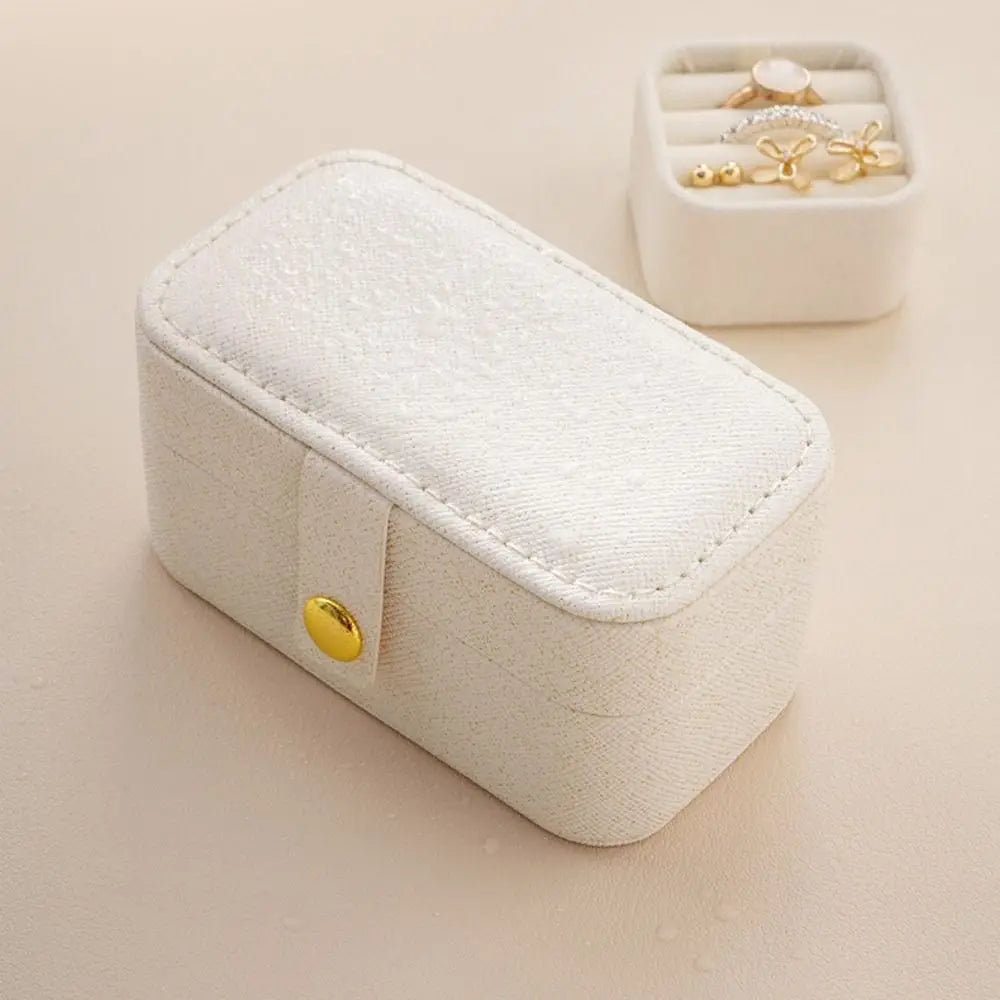 New PU Leather Mini Jewelry Box Flip Cover Mini Storage Case Portable Jewelry Organizer for Women Girls
