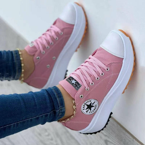 Women's Flat Canvas Sneakers | Faeva London