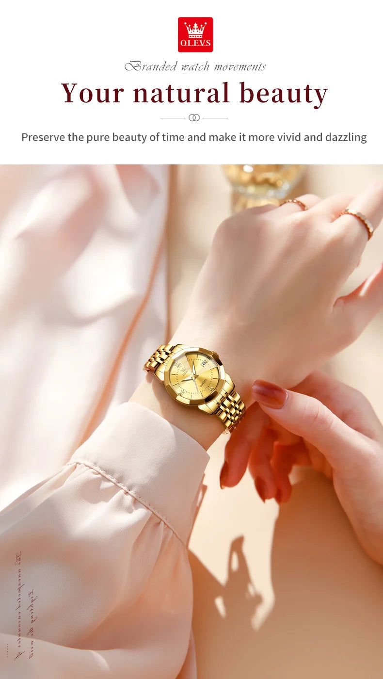 OLEVS 9989 Elegant Women Watch Casual Fashion Calendar Waterproof HD Luminous Watch Exquisite Luxury Brand Quartz Watch Girl