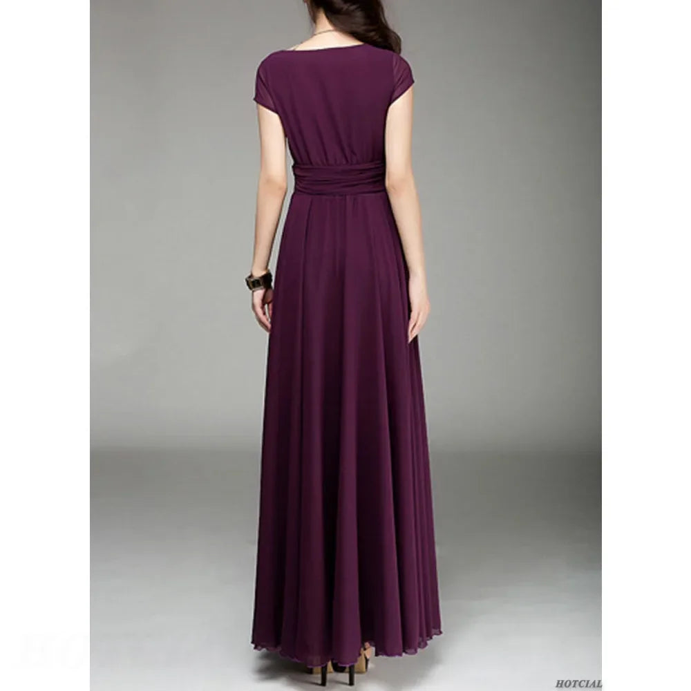 V Neck Chiffon Evening Dress