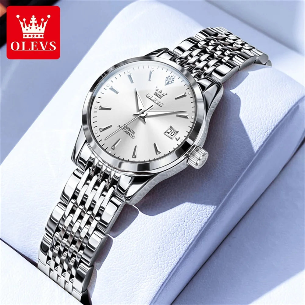 OLEVS 6635 Luxury Brand Elegance Ladies Watch Automatic Mechanical Wristwatch Waterproof Luminous Chronograph Watch For Women