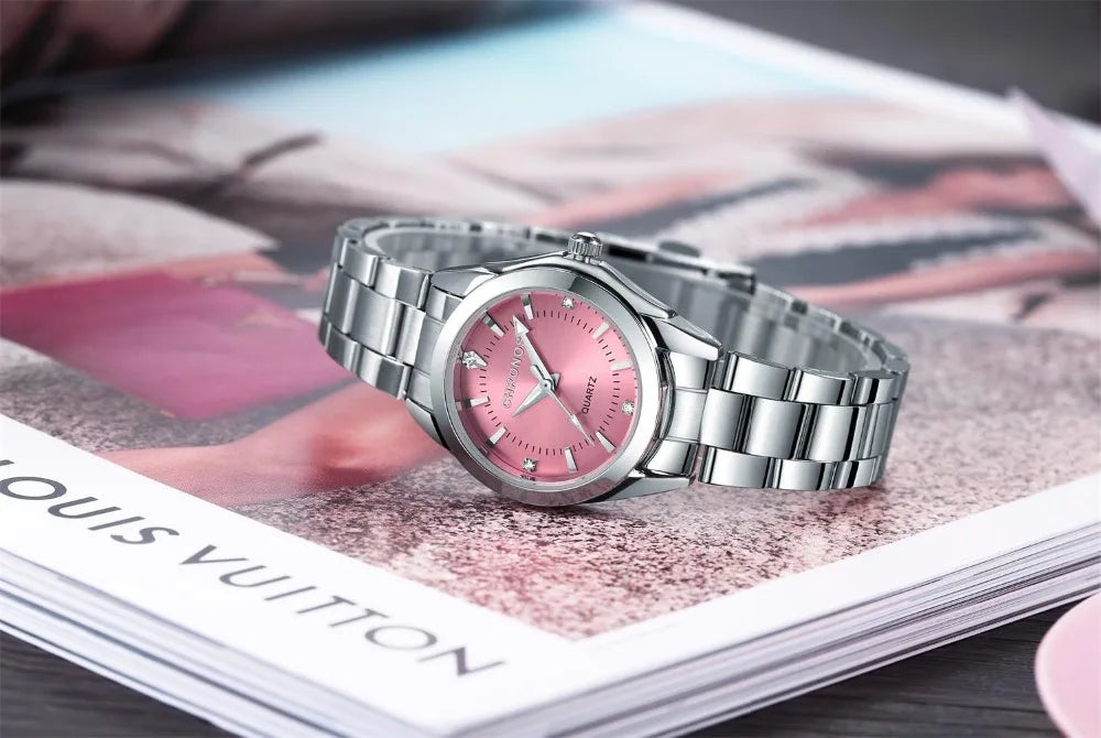 CHRONOS Elegant Women Watch Luxury Ladies Fashion Girls Wristwatch Quartz Movement Stainless Steel Gift for Female Girlfriend