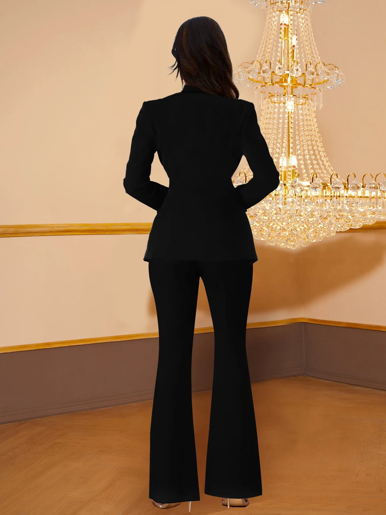 Ladies Elegant Suit Jacket And Pants Two-Piece Set Slimming Fashionable Women's Ensemble