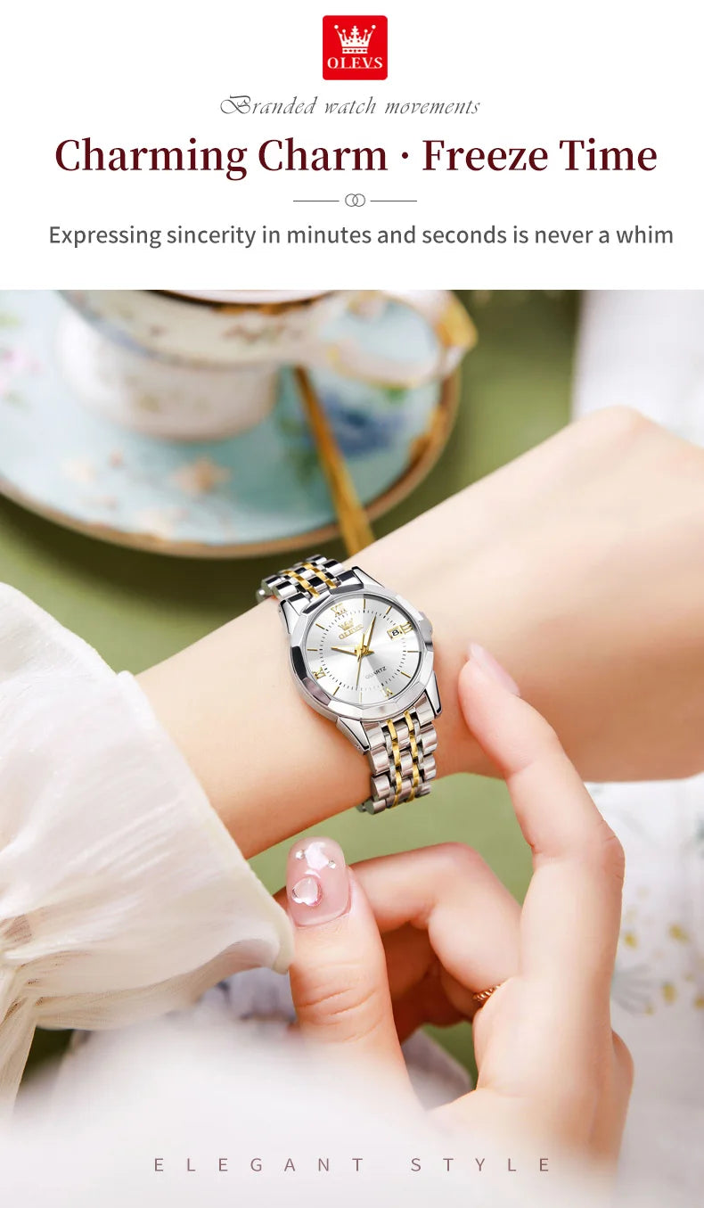 OLEVS 9989 Elegant Women Watch Casual Fashion Calendar Waterproof HD Luminous Watch Exquisite Luxury Brand Quartz Watch Girl