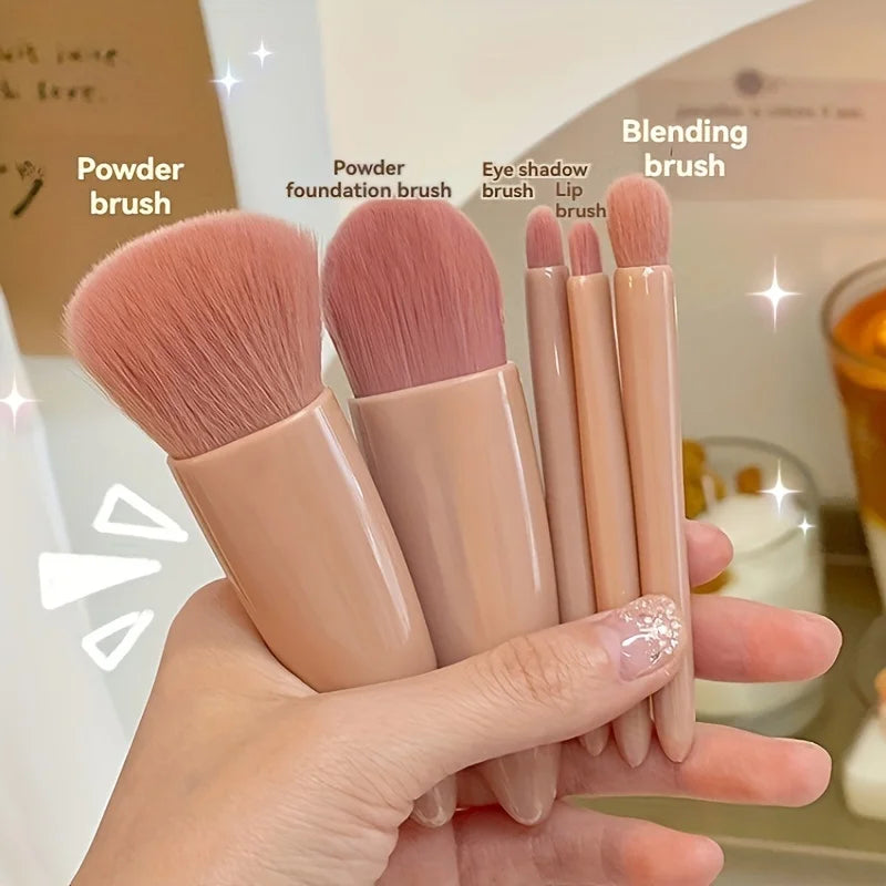 5Pcs Travel Makeup Brush Set with Mirror