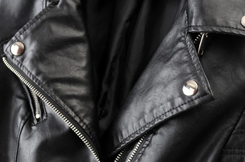 Customizable 2024 New UZZDSS Women Soft Motorcycle Faux Leather Jackets Ladies Long Sleeve Autumn Winter Biker Streetwear Coat
