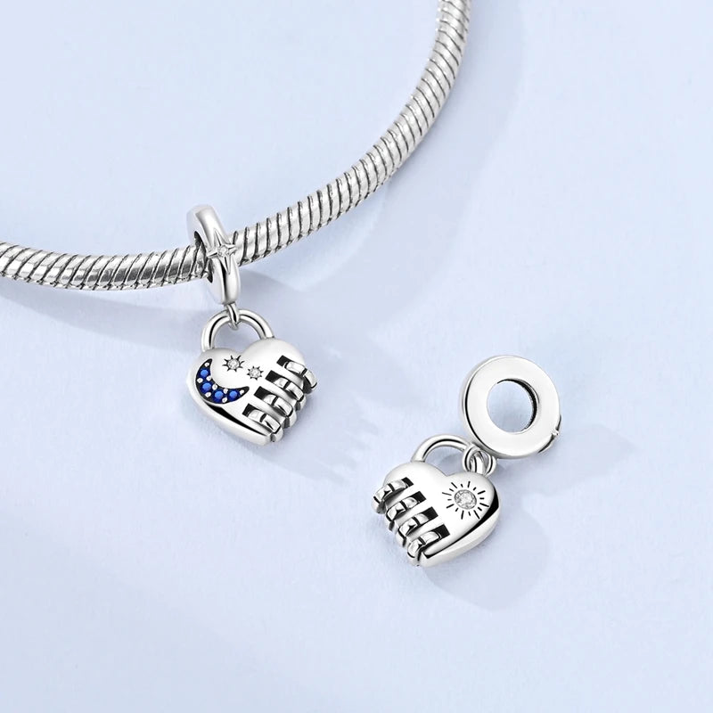 925 Sterling Silver Charm Pendant Star Moon Sun Starry Sky Beaded Charm Fit Original Bracelet DIY Fine Jewelry Making For Women