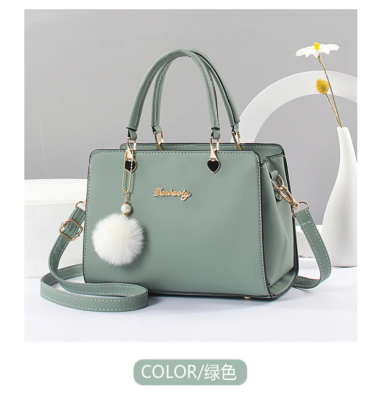 Black Leather Casual Tote Bag