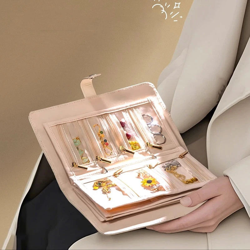 Portable PU Leather Jewelry Storage Book Jewellery Binder, Jewelry Organizer Roll, Small Anti Oxidation Jewelry Storage Bag