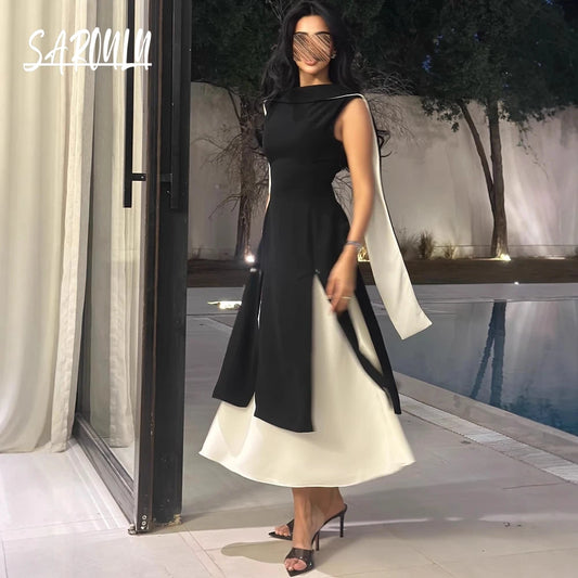 Hot Sale O Neck Stunning Muslim A Line Evening Dress Dancing Party Women With Cape Sleeves Cocktail Vintage Gown Fast Shipping