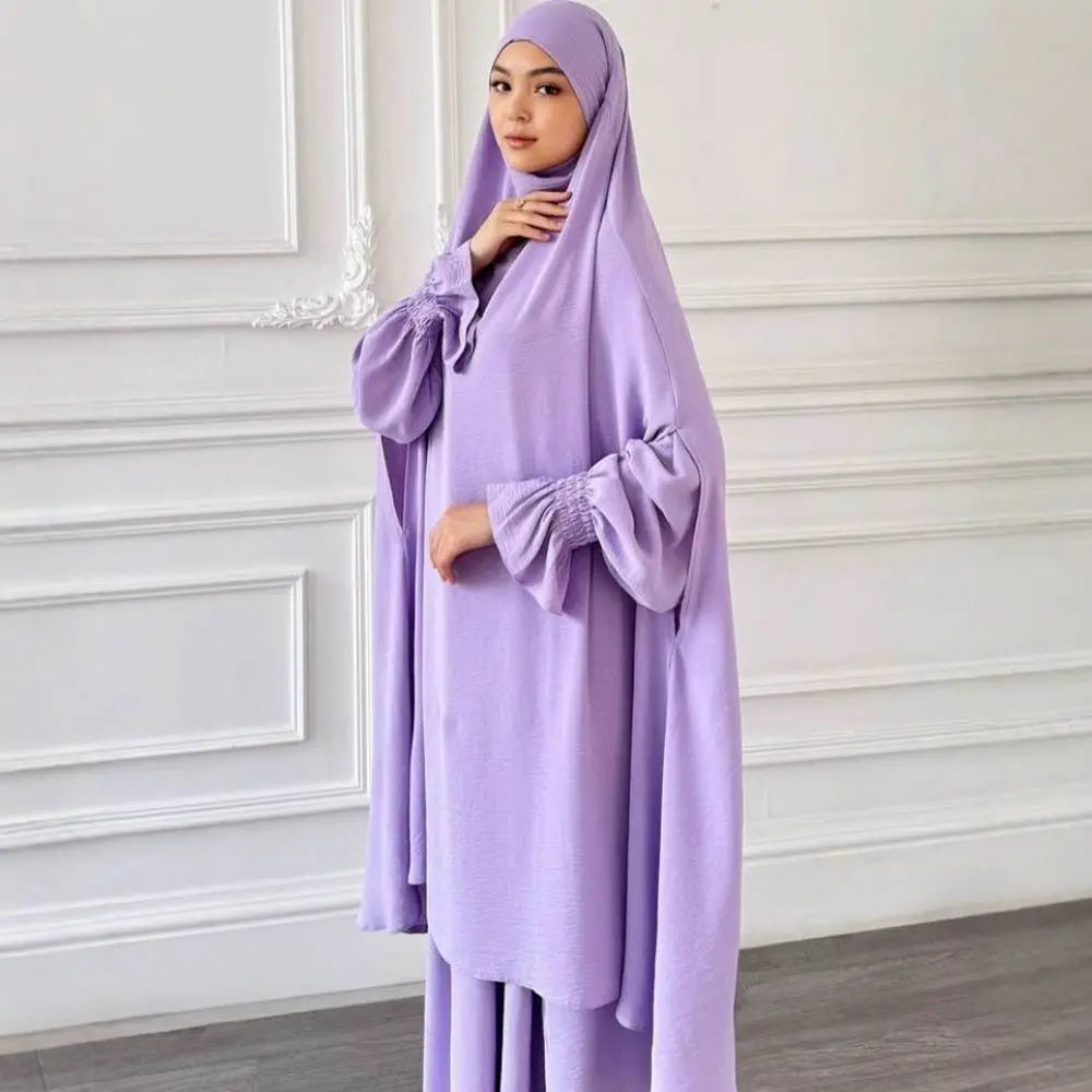 Muslim Women Dresses Khimar Two Piece Set Prayer Garment Eid Ramadan Dubai Hijab Kaftan Arab Long Robe Prayer Suit Vestidos 2026